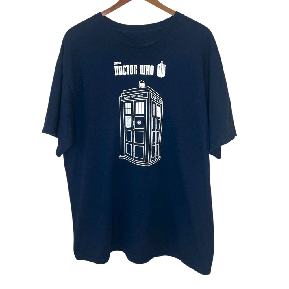 Dr Who BBC Ripple Junction 2012 Police Phone Box Navy Blue Cotton T Shirt XL